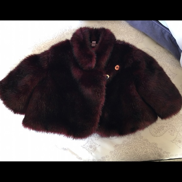 Like new Baker burgundy baby girl faux fur coat