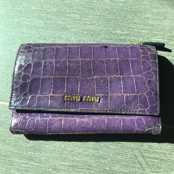 Miu Miu purple alligator wallet
