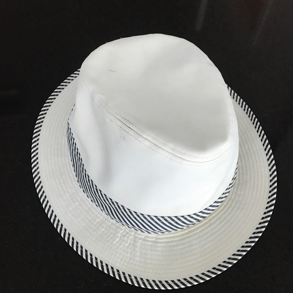 Hermes white and navy striped hat