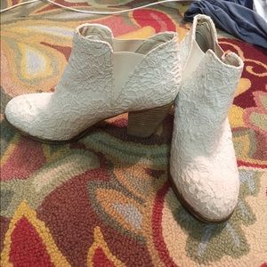 White lace booties