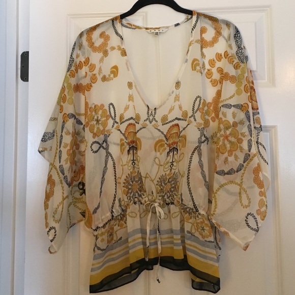 CAbi Nautical inspired print blouse