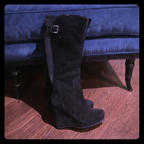 Black Wedged Designer Boot