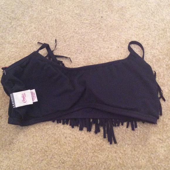 Candie's size medium (jrs) navy fringe swim top - Picture 2 of 3