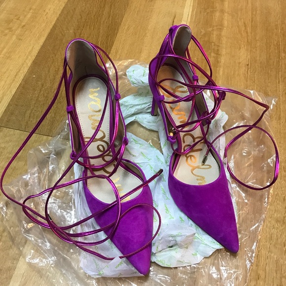 💥New Price💥Sam Edelman purple suede laceup pumps
