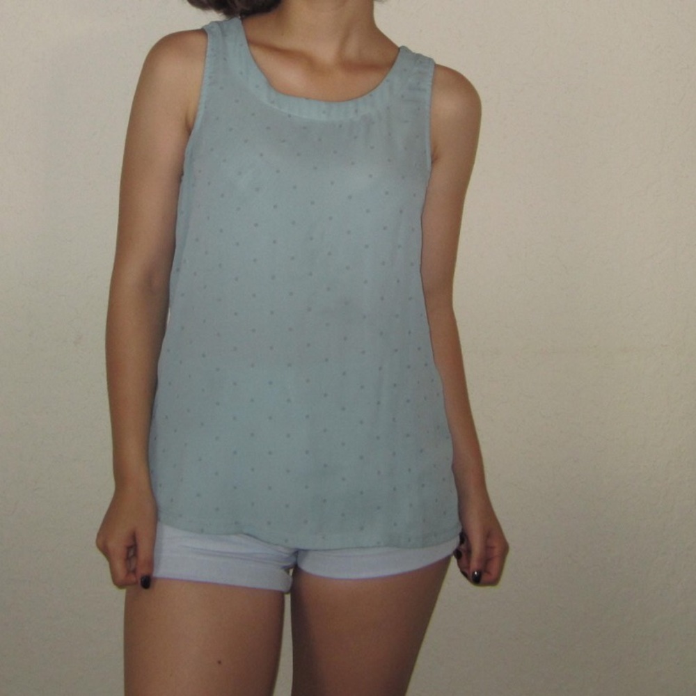 Polka Dot Light Blue Tank Top