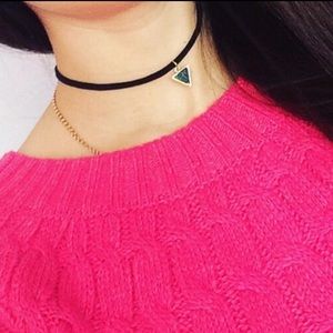 Punk Necklace Short Black Velvet Choker.