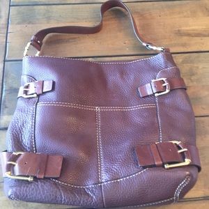 Michael Kors chocolate brown leather 4 buckle bag