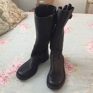 genuine black leather boots