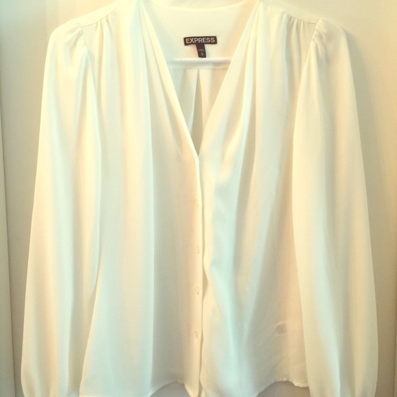 Express White Pleated Blouse