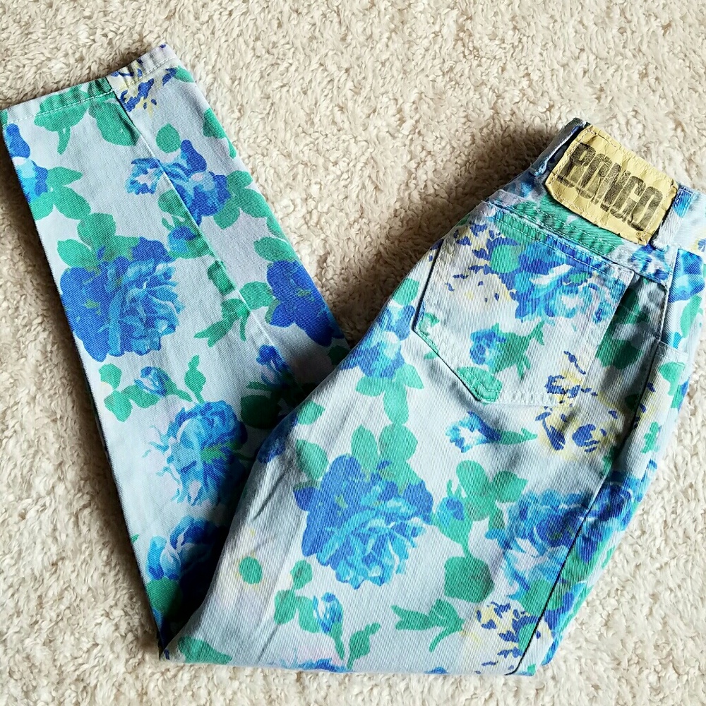 VINTAGE BONGO FLORAL JEANS - Picture 1 of 4