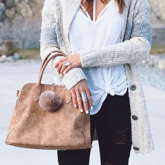 Free People Handbags - Free People Logan Satchel Vegan Tote in TAN