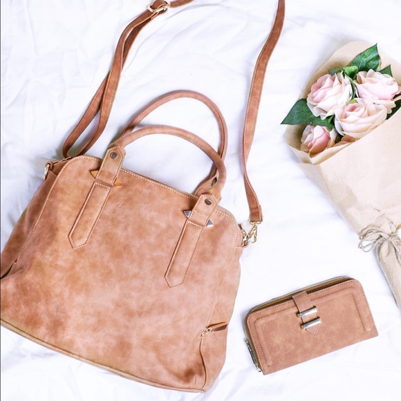 Free People Logan Satchel Vegan Tote in TAN - Picture 2 of 8