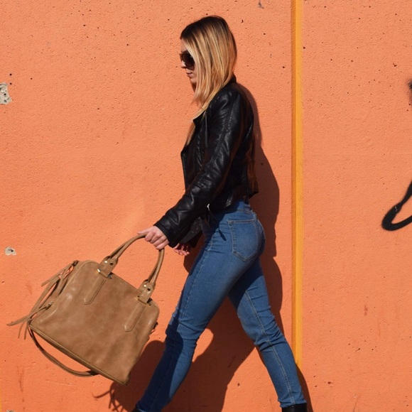 Free People Logan Satchel Vegan Tote in TAN - Picture 4 of 8