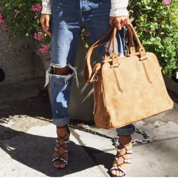 Free People Logan Satchel Vegan Tote in TAN - Picture 8 of 8