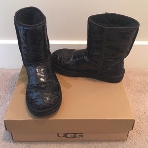 Black UGG Classic Short Sparkle Boots