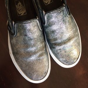 Unisex Vans Slip-Ons in Distressed Silver