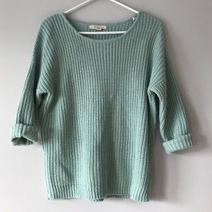 Forever21 mint green sweater with gold accents