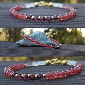 Garnet and moonstone gemstone bracelet