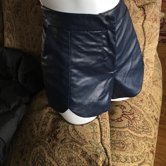 Dark blue fake leather dressy shorts! Forever 21