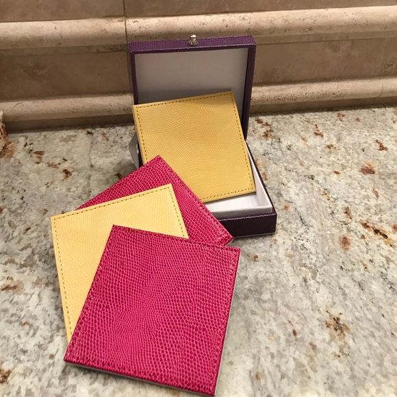 Leather coasters in case