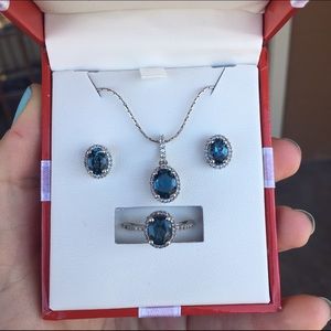 London Blue Topaz and White Topaz Jewelry Set