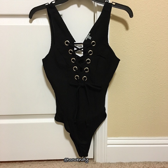Charlotte Russe Millenium Lace-Up Bodysuit - Picture 2 of 4