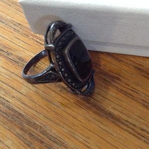 Antique black stone ring