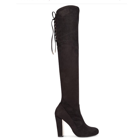 Black Over The Knee High Tall Lace Up Boots 7 - Picture 1 of 2