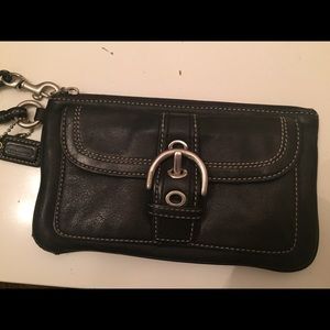 Coach Black Leather Wristlet
