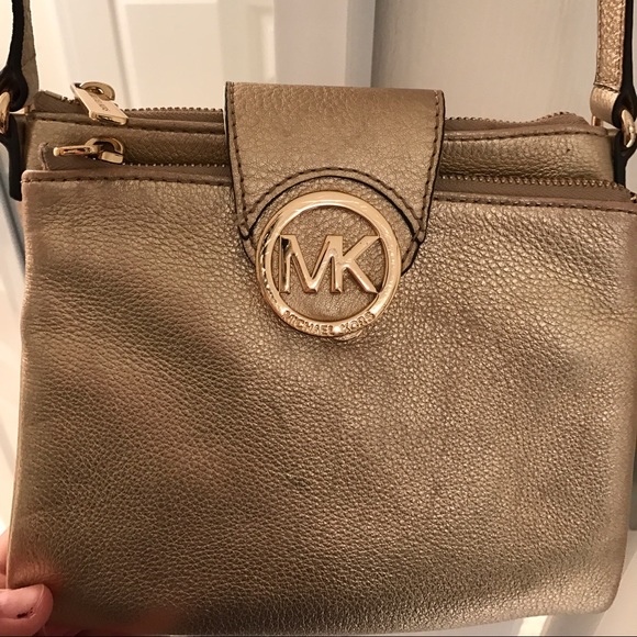 Michael Kors Gold Pebbled Leather Bag