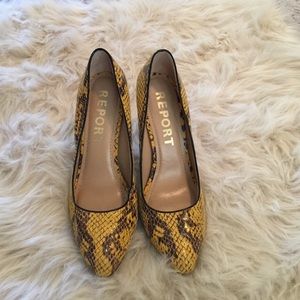 Leather snake print high heels