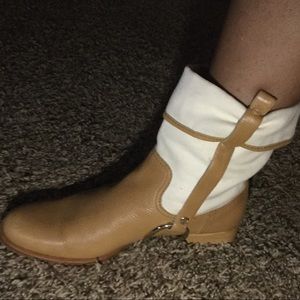 Authentic Celine Rare leather/canvas Stirrup Boots