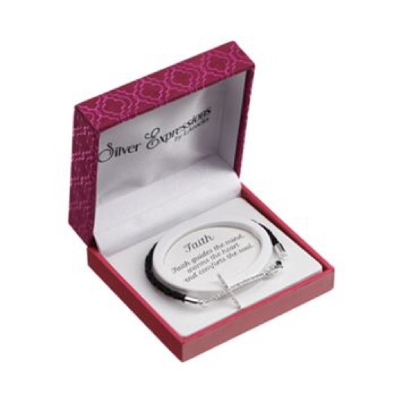 "FAITH" Crystal Cross Woven Leather Bracelet - Picture 3 of 3