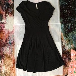 Black, short-sleeves midi dress