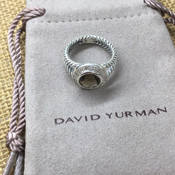 Petite Cerise Ring with Smokey Topaz and Diamonds