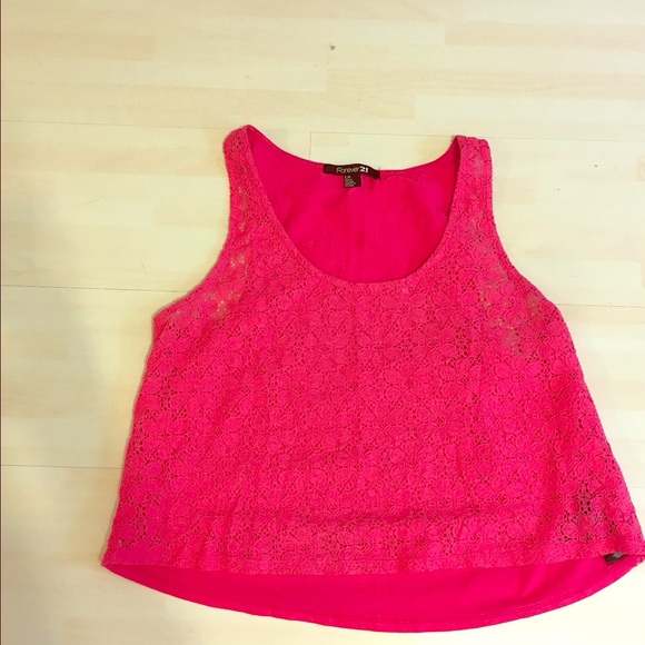 21 forever lace front high low crop top