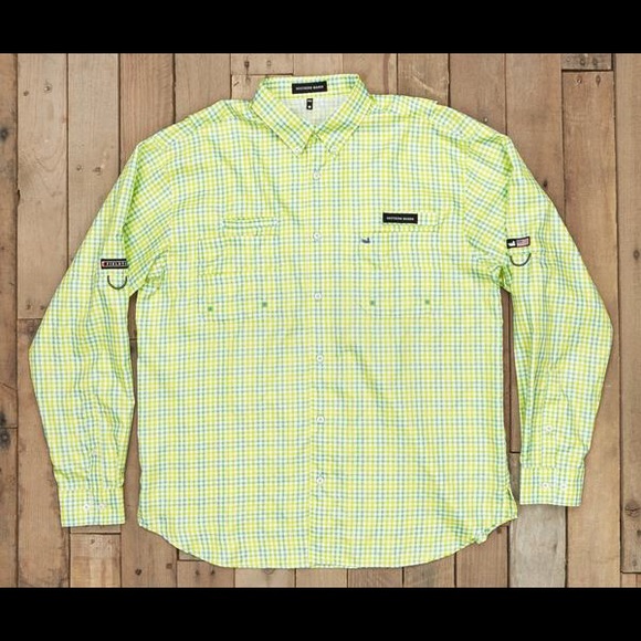 Southern Marsh Fishing Shirt - Sage/Lime