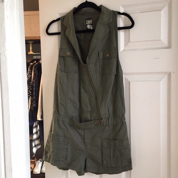 Free People Linen Military Romper