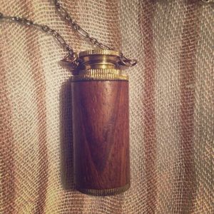 Urban Outfitters wood/brass looking-glass necklace
