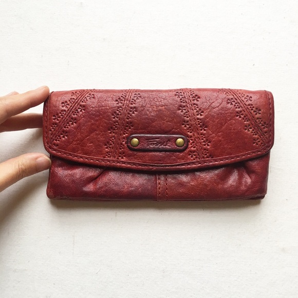 Fossil Stamped Burgundy Leather Wallet