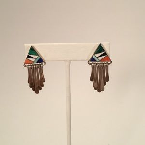 Jewelry - Inverted Triangle Sterling Silver Inlay Earrings Jewelry - Inverted Triangle Sterling Silver Inlay Earrings