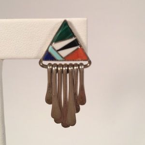 Jewelry - Inverted Triangle Sterling Silver Inlay Earrings Jewelry - Inverted Triangle Sterling Silver Inlay Earrings