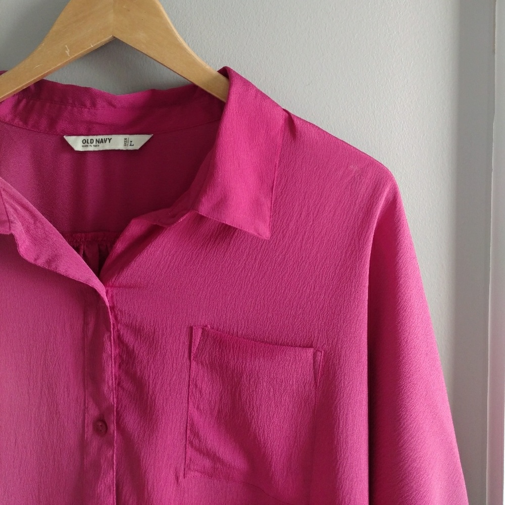 Relaxed Fit Silky Button-up