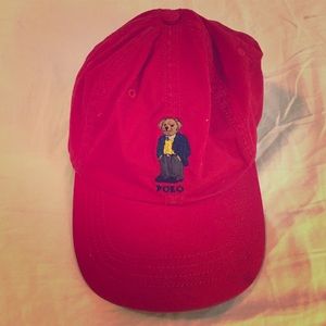 Red Polo Ralph Lauren Hat Bear Logo RL