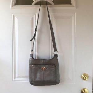 Coach Crossbody Metallic Grey