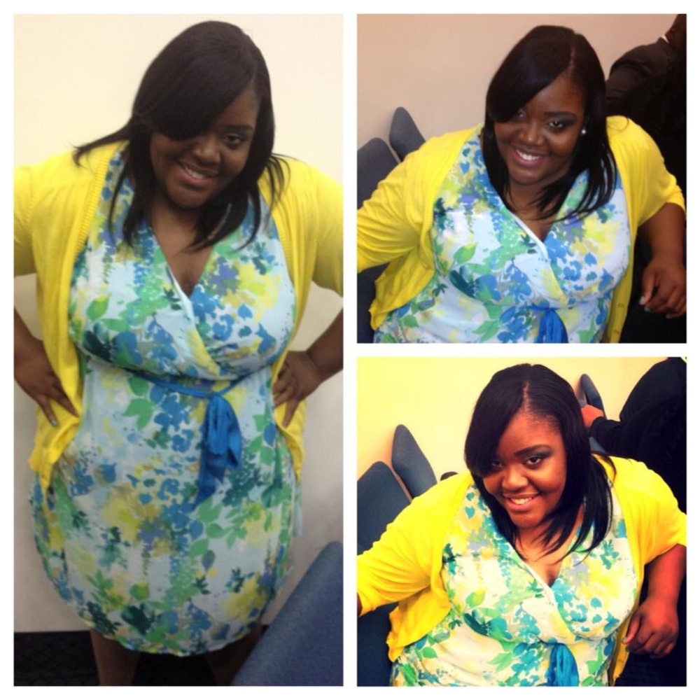 Green and blue floral plus size dress