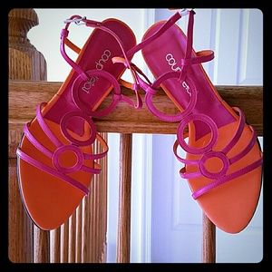 Fuchsia and orange strappy sandals