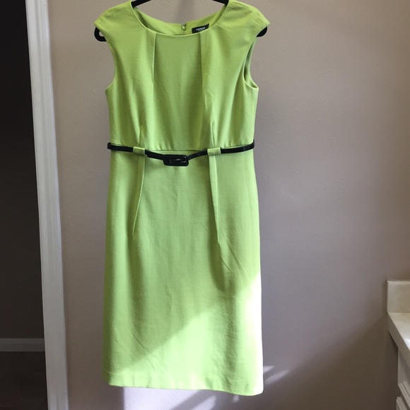 Bright Green Premise Belted Dress - Picture 1 of 3
