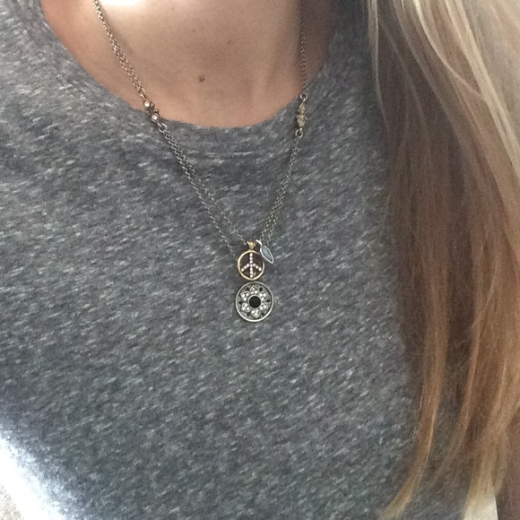 Lucky Brand Peace Sign and Charm Necklace