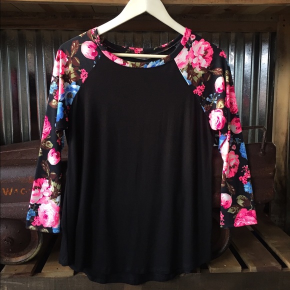 Floral Sleeve Baseball Tee